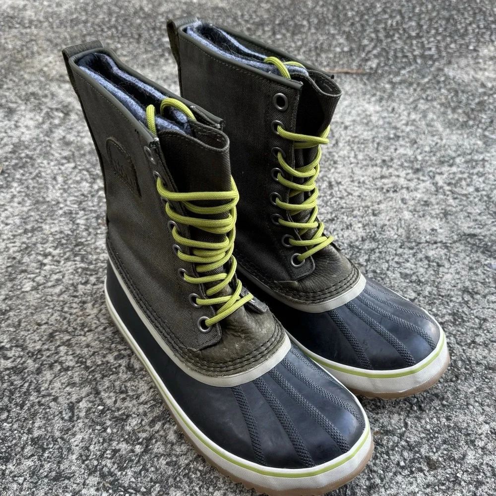 Sorel Snow Boot Women's 10 1964 Premium Waterproof Waxed Canvas Peat Moss Green